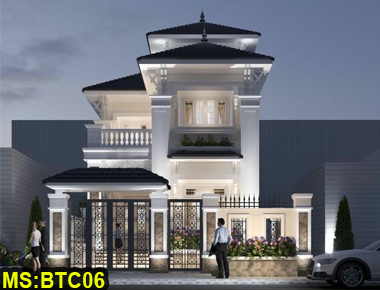 Mẫu thiết kế biệt thự mái nhật 2 tầng tân cổ điển 10x20m có 4 phòng ngủ ở Biên Hòa
