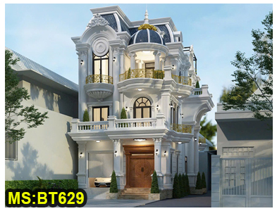 Mẫu thiết kế biệt thự lâu đài 3 tầng tân cổ điển có gara ô tô ở Bà Rịa - Vũng Tàu