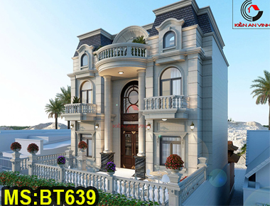 Mẫu biệt thự mái Mansard 2 tầng 1 áp mái tân cổ điển Châu Âu đẹp nhất