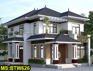 Mẫu thiết kế biệt thự mái nhật 2 tầng 8x15m hiện đại ở Biên Hòa