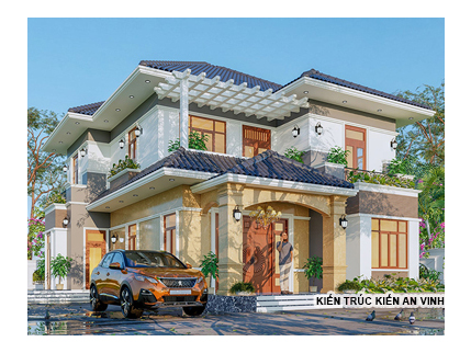 Mẫu thiết kế biệt thự 2 tầng 10x20m mái nhật đẹp ở Long Thành, Đồng Nai